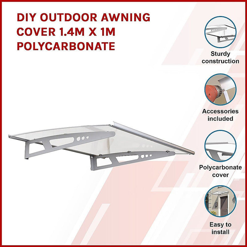 DIY Outdoor Awning Cover 1.4m x 1m Polycarbonate Payday Deals