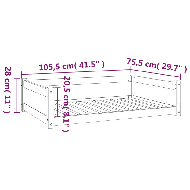 Dog Bed 105.5x75.5x28 cm Solid Pine Wood Payday Deals