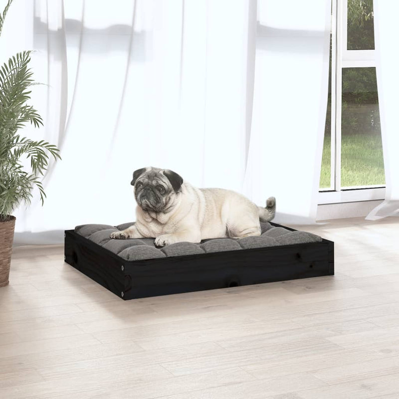 Dog Bed Black 61.5x49x9 cm Solid Wood Pine Payday Deals