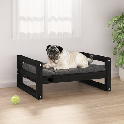 Dog Bed Black 65.5x50.5x28 cm Solid Pine Wood Payday Deals