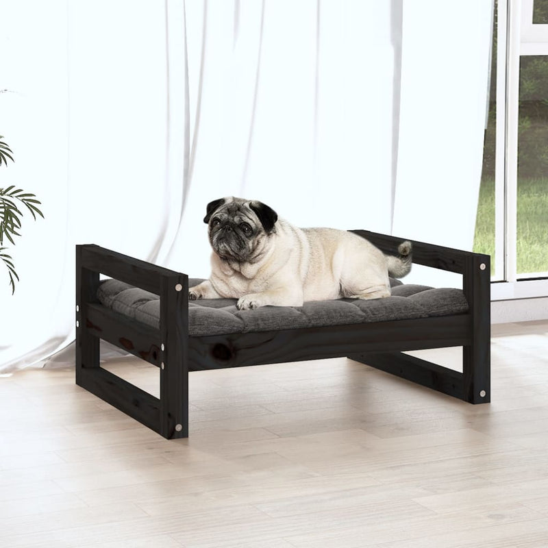 Dog Bed Black 65.5x50.5x28 cm Solid Pine Wood Payday Deals