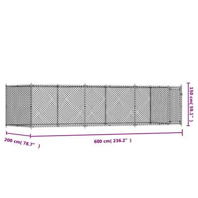 Dog Cage with Door Grey 6x2x1.5 m Galvanised Steel Payday Deals