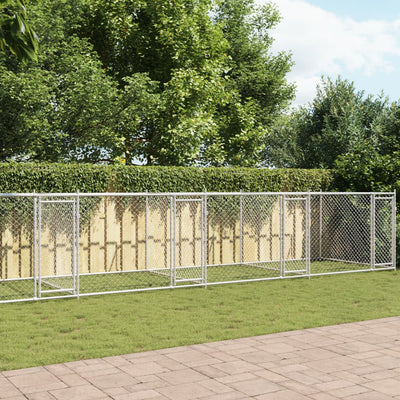 Dog Cage with Doors Grey 10x2x1.5 m Galvanised Steel Payday Deals
