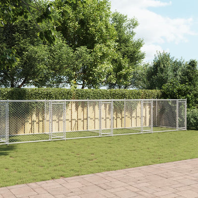 Dog Cage with Doors Grey 10x2x1.5 m Galvanised Steel Payday Deals