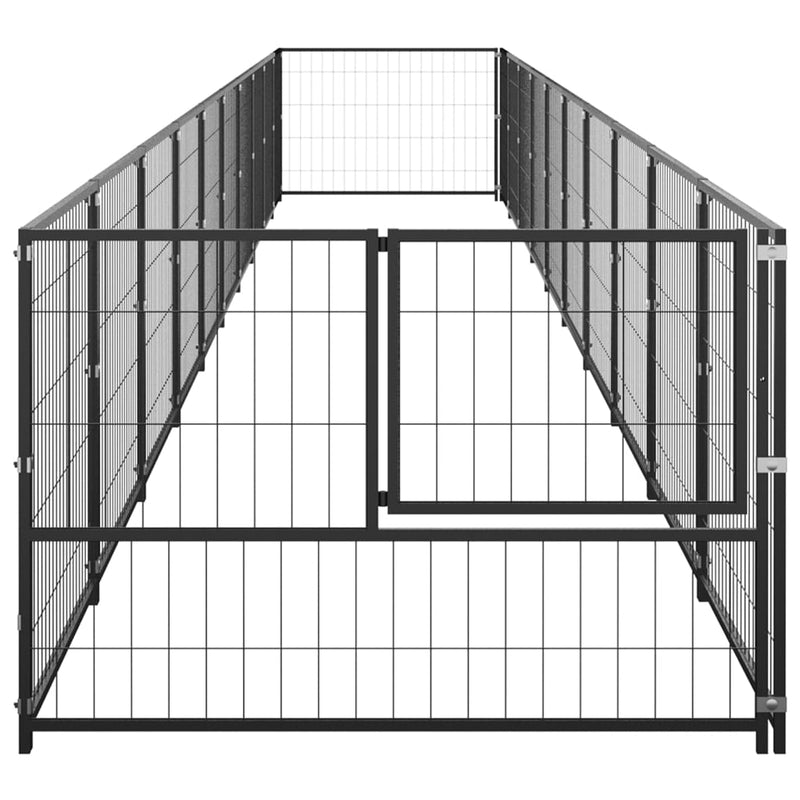 Dog Kennel Black 10 m² Steel Payday Deals