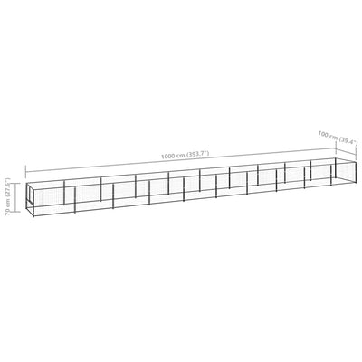 Dog Kennel Black 10 m² Steel Payday Deals