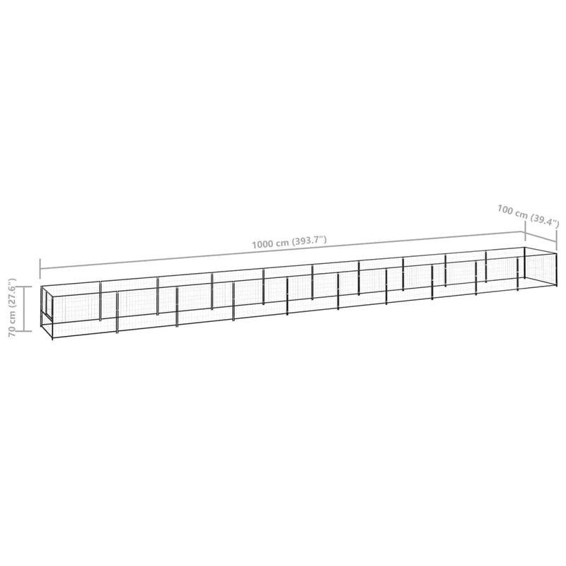 Dog Kennel Black 10 m² Steel Payday Deals