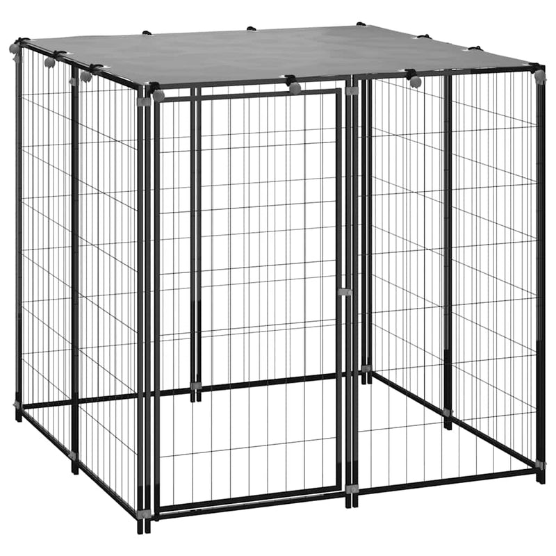 Dog Kennel Black 110x110x110 cm Steel Payday Deals