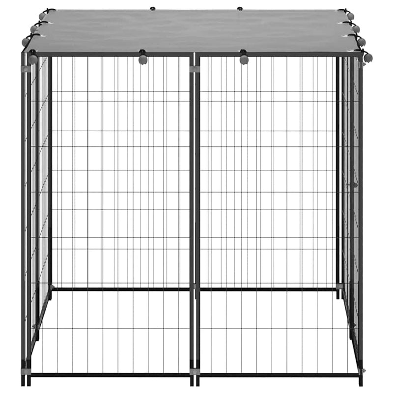 Dog Kennel Black 110x110x110 cm Steel Payday Deals