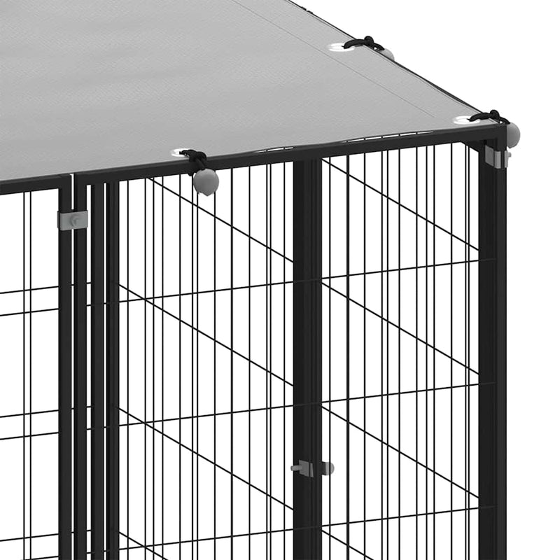 Dog Kennel Black 110x110x110 cm Steel Payday Deals