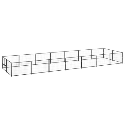 Dog Kennel Black 14 m² Steel Payday Deals