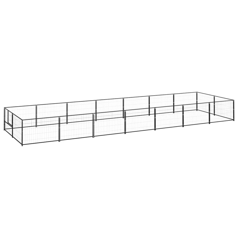 Dog Kennel Black 14 m² Steel Payday Deals