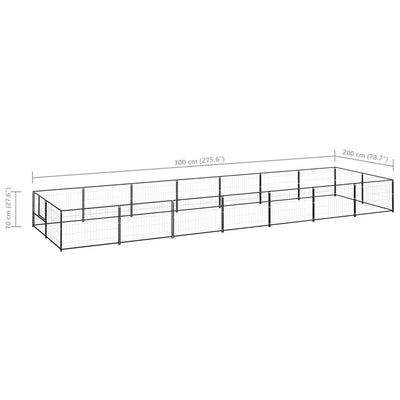 Dog Kennel Black 14 m² Steel Payday Deals