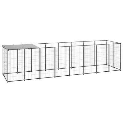 Dog Kennel Black 4.84 m² Steel Payday Deals