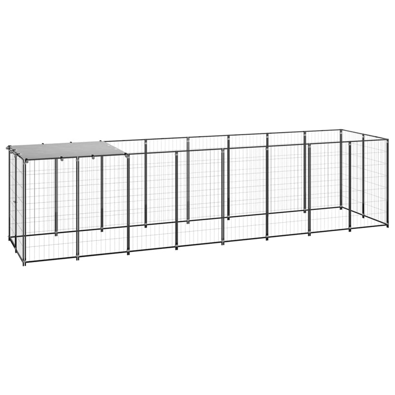 Dog Kennel Black 4.84 m² Steel Payday Deals