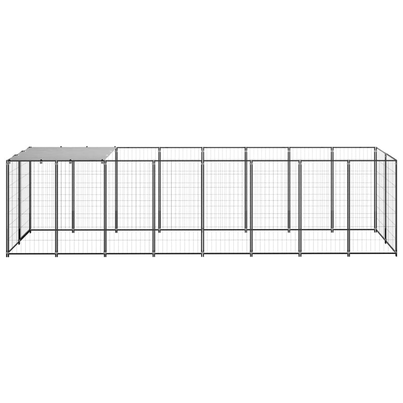 Dog Kennel Black 4.84 m² Steel Payday Deals