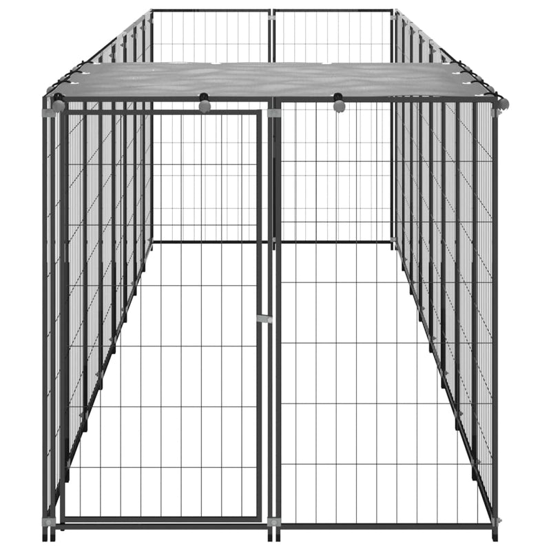 Dog Kennel Black 4.84 m² Steel Payday Deals