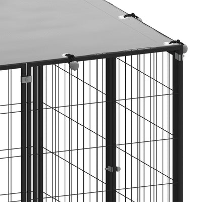 Dog Kennel Black 4.84 m² Steel Payday Deals