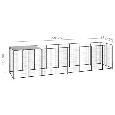 Dog Kennel Black 4.84 m² Steel Payday Deals