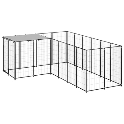 Dog Kennel Black 4.84 m² Steel Payday Deals