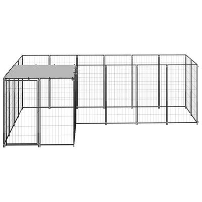 Dog Kennel Black 4.84 m² Steel Payday Deals