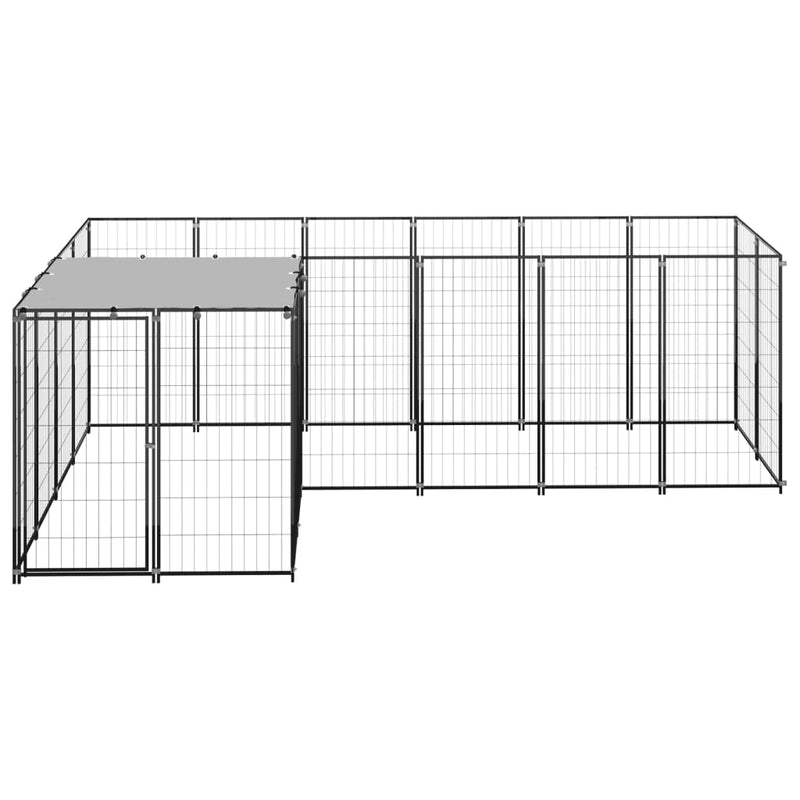 Dog Kennel Black 4.84 m² Steel Payday Deals