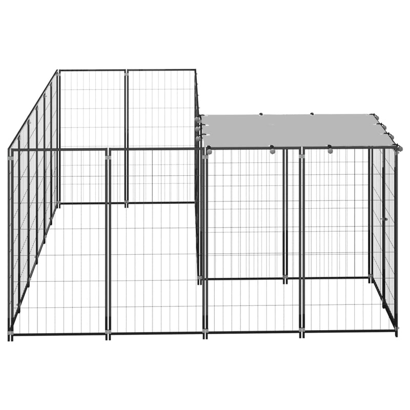 Dog Kennel Black 4.84 m² Steel Payday Deals