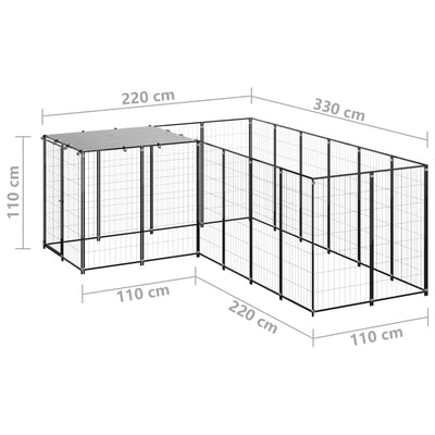 Dog Kennel Black 4.84 m² Steel Payday Deals