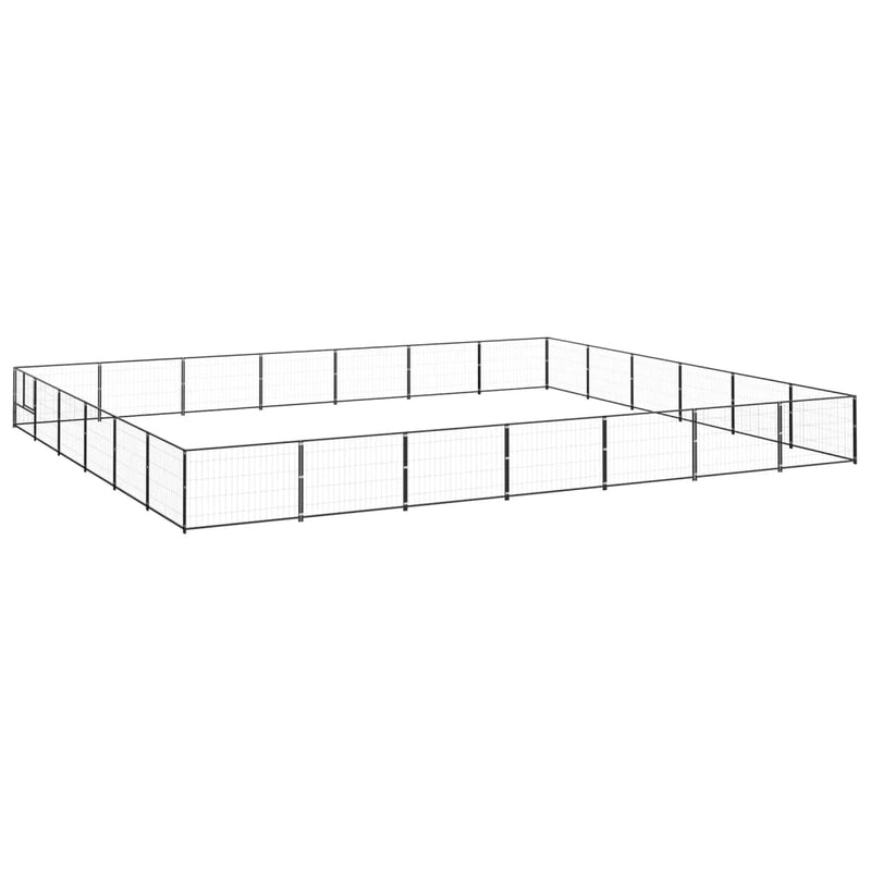 Dog Kennel Black 42 m² Steel Payday Deals