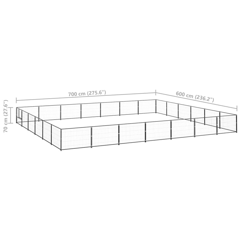 Dog Kennel Black 42 m² Steel Payday Deals