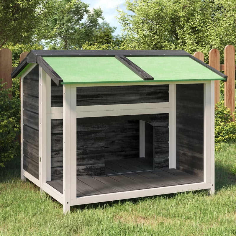 Dog Kennel Grey 96x87x80.5 cm Solid Wood Pine Payday Deals