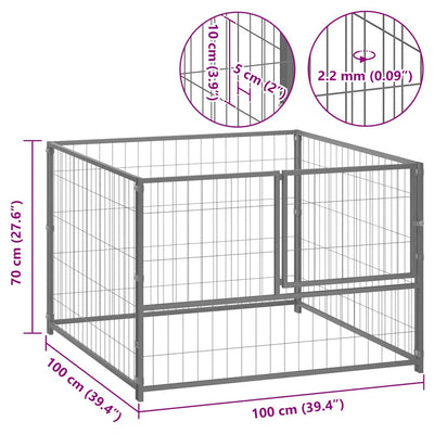 Dog Kennel Silver 100x100x70 cm Steel Payday Deals