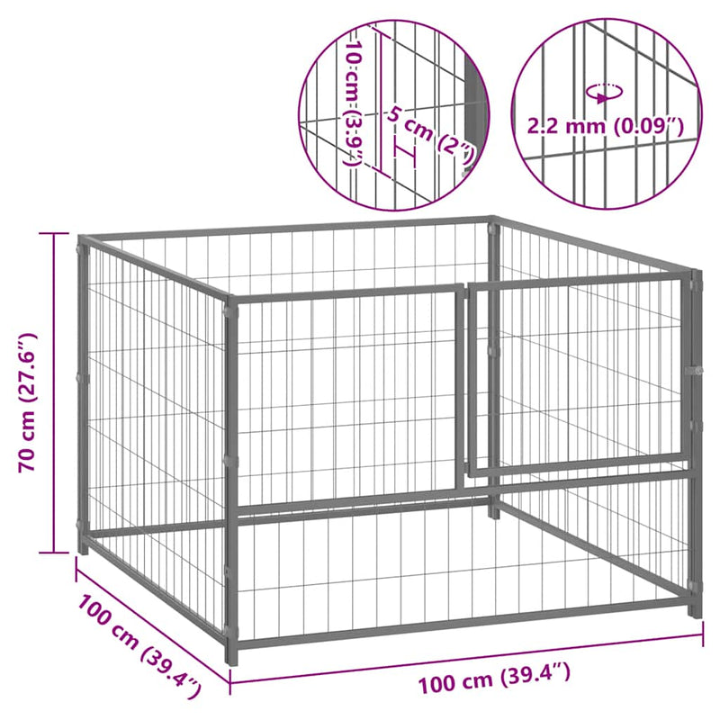 Dog Kennel Silver 100x100x70 cm Steel Payday Deals