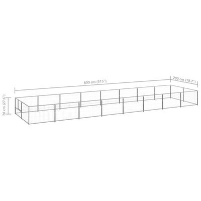 Dog Kennel Silver 16 m² Steel Payday Deals