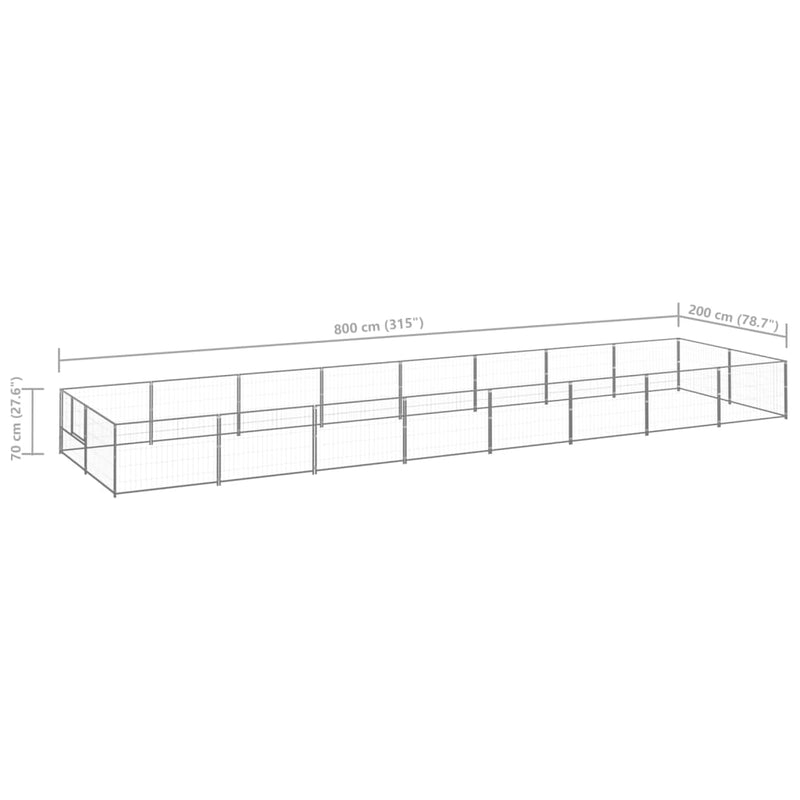 Dog Kennel Silver 16 m² Steel Payday Deals