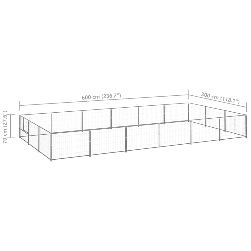 Dog Kennel Silver 18 m² Steel Payday Deals