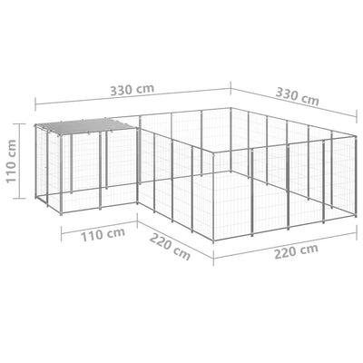 Dog Kennel Silver 8.47 m² Steel Payday Deals