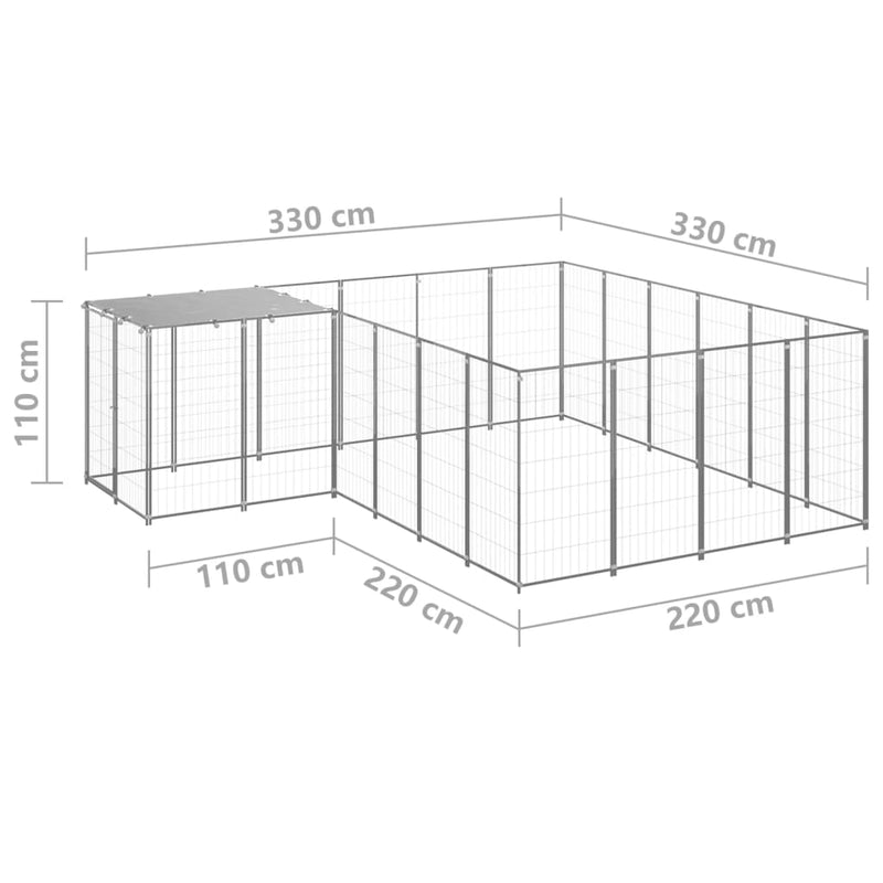 Dog Kennel Silver 8.47 m² Steel Payday Deals
