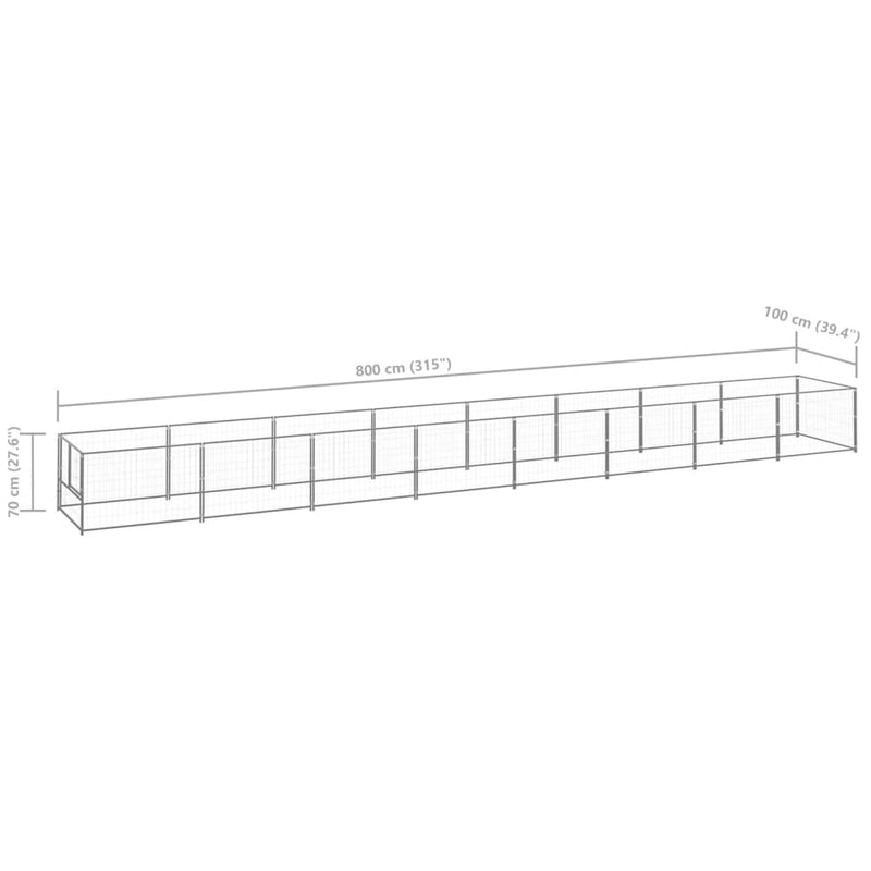 Dog Kennel Silver 8 m² Steel Payday Deals
