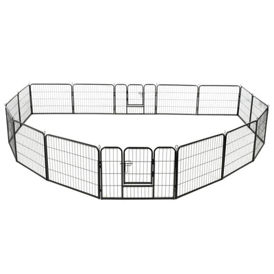 Dog Playpen 16 Panels Steel 60x80 cm Black Payday Deals