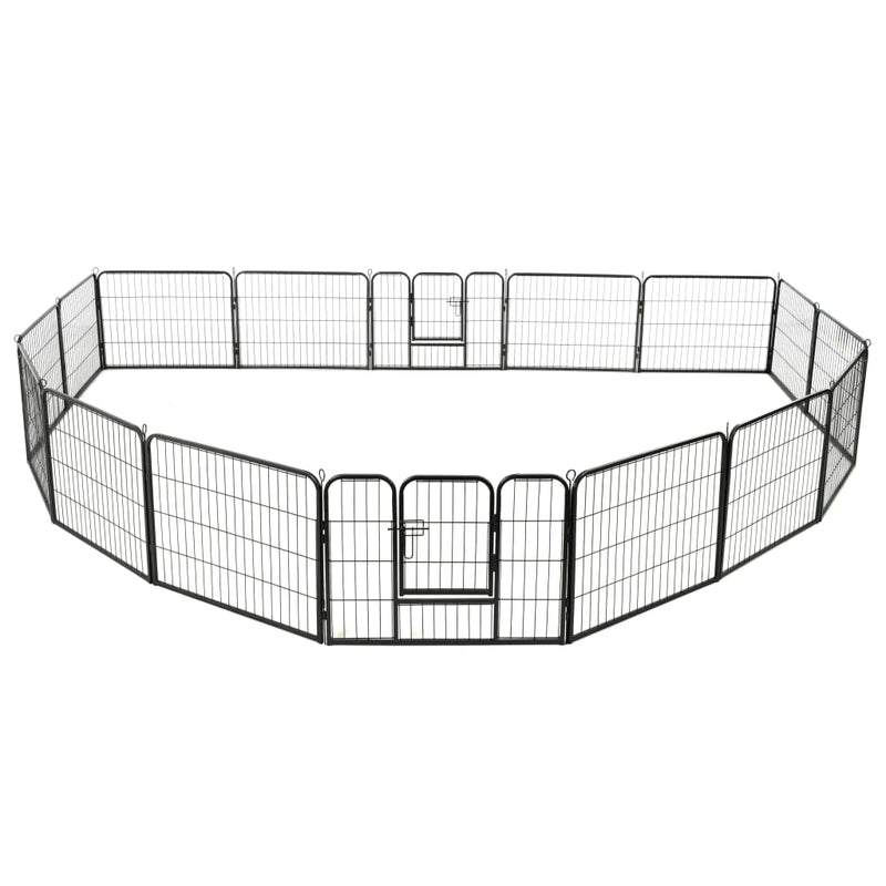 Dog Playpen 16 Panels Steel 60x80 cm Black Payday Deals