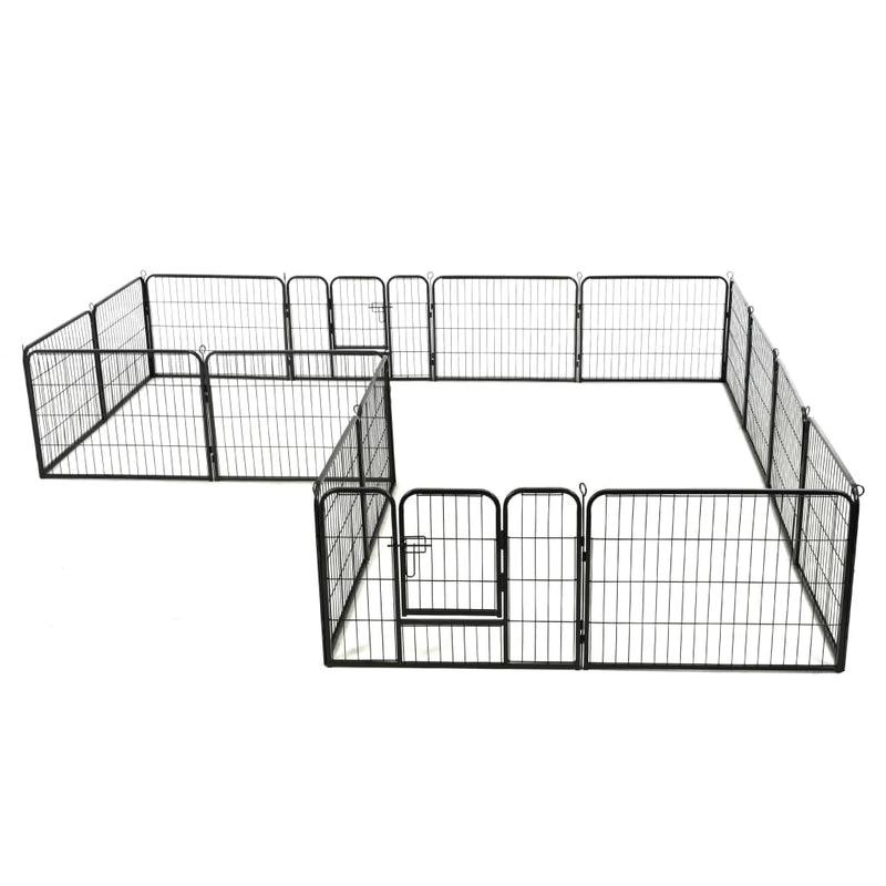 Dog Playpen 16 Panels Steel 60x80 cm Black Payday Deals