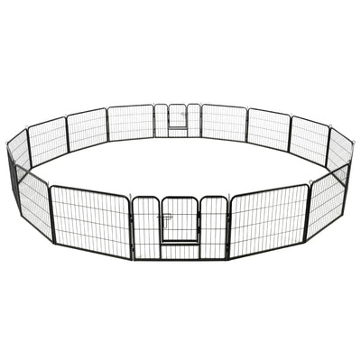 Dog Playpen 16 Panels Steel 60x80 cm Black Payday Deals