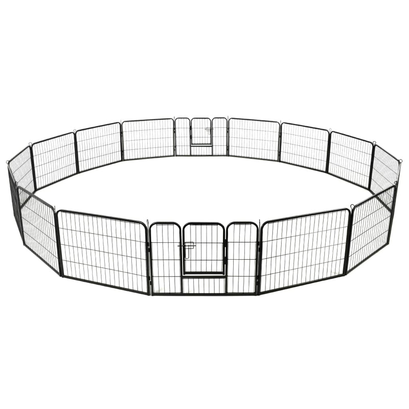 Dog Playpen 16 Panels Steel 60x80 cm Black Payday Deals