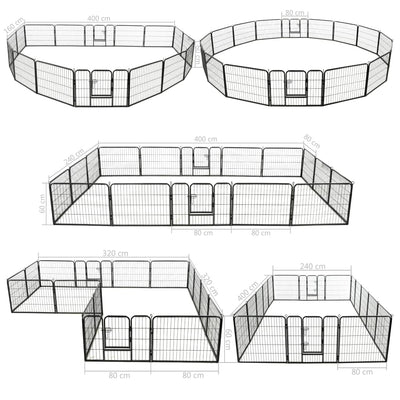 Dog Playpen 16 Panels Steel 60x80 cm Black Payday Deals