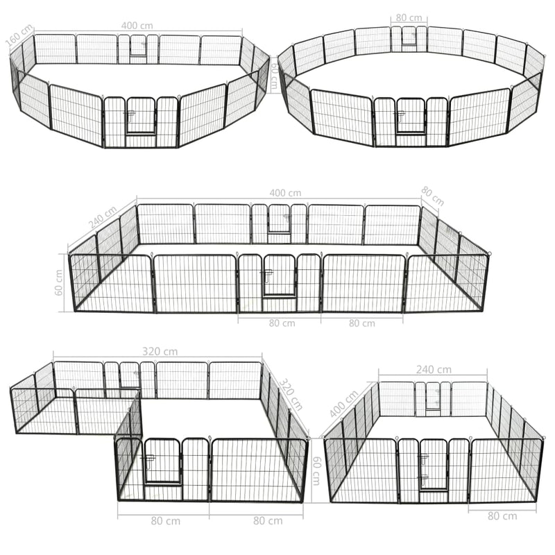 Dog Playpen 16 Panels Steel 60x80 cm Black Payday Deals