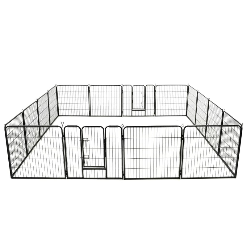 Dog Playpen 16 Panels Steel 80x80 cm Black Payday Deals