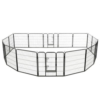Dog Playpen 16 Panels Steel 80x80 cm Black Payday Deals