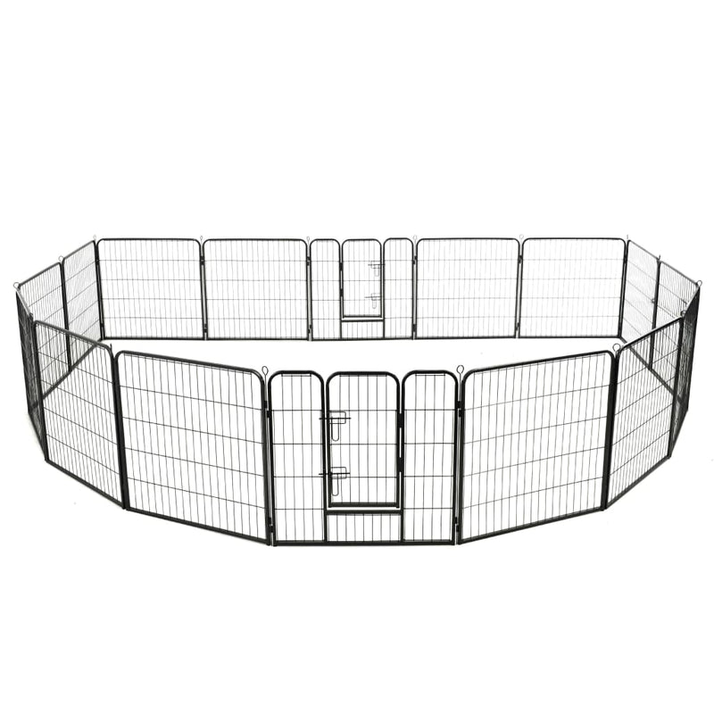 Dog Playpen 16 Panels Steel 80x80 cm Black Payday Deals