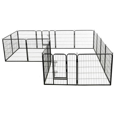 Dog Playpen 16 Panels Steel 80x80 cm Black Payday Deals